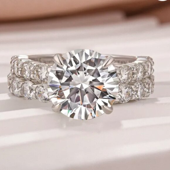 Certified 3.0ct. t.w. Moissanite Diamond Wedding Ring Set NEW - Picture 16 of 16